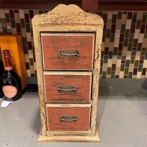 Rustic wooden storage drawer cabinet